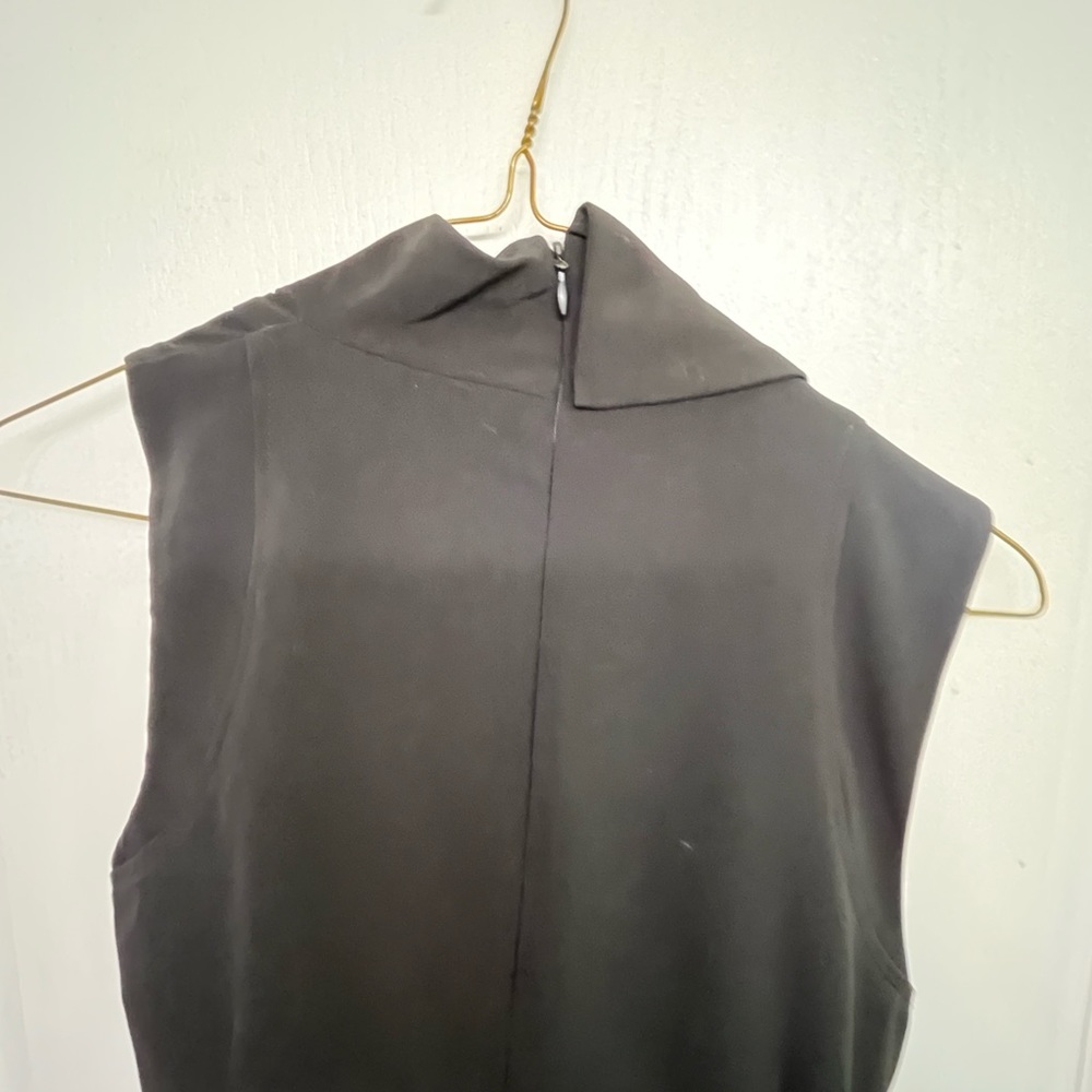 Sisley Black Draped Sleeveless Lined Polyester Blend MIDI Asymmetrical Dress S - Picture 10 of 12